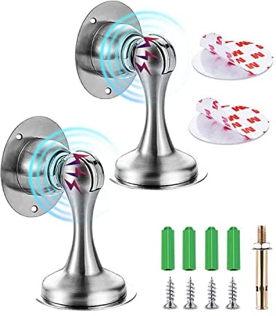 ZUONAI Magnetic Door Stop, Adhesive Floor Door Stoppers for Skirtings, Heavy Duty Door Stoppers Door Catch, 2 Pack Stop Door Hitting Wall for Internal Doors