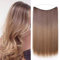 Silk-co Haarverlängerung mit Gummiband, Glatte Extensions mit unsichtbare Schnur, Synthetisch Haarteil wie Echthaar, Haarverdichtung Haar Extensions, Schokoladenbraun zu Dunkelblond, 50cm