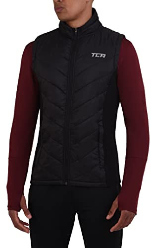 TCA Excel Runner Doudoune de Course à Pied Légère Thermique Gilet Sans Manche Bodywarmer avec Poches Zippées pour Homme - Noir, M