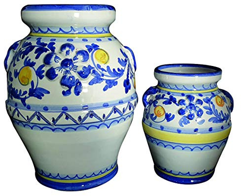 Generico Orcio Barocco in Ceramica di Vietri Dipinto a Mano, Vaso Anfora Giara per Piante Interno ed Esterno, Altezza 20 cm, Diametro 17 cm, Terracotta