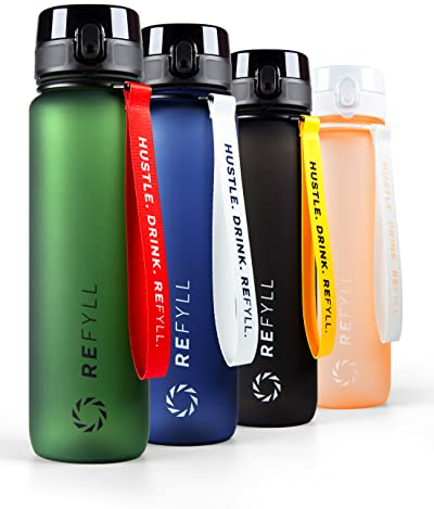 REFYLL X Trinkflasche Sport 1L “Go” I 1000ml Sportflasche mit Fruchteinsatz I Soft Touch, BPA-Frei, Tritan I Auslaufsichere Fitness Trinkflasche I Wasserflasche für Sport, Uni, Arbeit, Gym