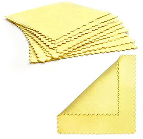 QEEQPF Paño para Limpiar Joyas de 15 Piezas Paño para pulir Amarillo a Prueba de Herrumbre Paño para Limpiar Joyas de Perla Pura, Oro, Platino y Plata, 8 x 8 cm