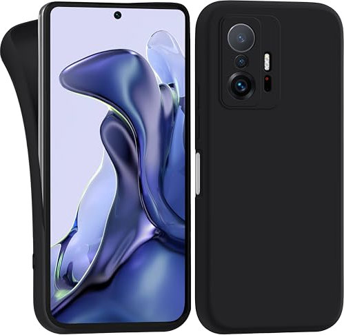 MyGadget Hülle für Xiaomi 11t Pro | 11t - robuste Silikon Schutzhülle TPU Case Slim Silikonhülle - Back Cover Kratzfest Handyhülle - Matt Schwarz