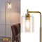 Depuley, Lampadaire LED doré avec interrupteur à pied, liseuse rétro minimaliste E27, 110-240V, max 60W, lampadaire en verre et métal, adapté à la chambre à coucher, au bureau, au salon
