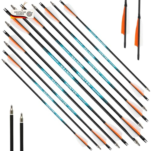 [6er, 12er, 18er und 24er Pack] SPHERE Hunter Pro | Carbon, 4 Zoll Shield-Naturfedern, 100 Grain Spitze, 7,1 GPI, 32 Zoll Länge, 3D-Bogensport