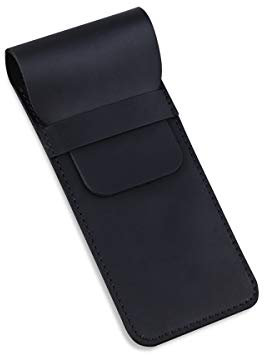 PORRASSO Leather Pen Roll Pouch Rustic Single Pen Case Multi Purpose Organizer Holder Handmade Fountain Pen Bag Office Work for Craft Work Study Black