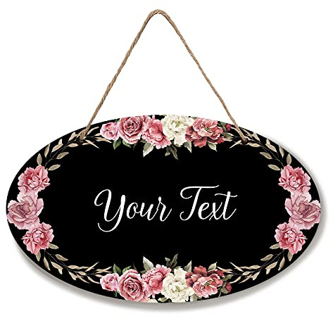 Plaque de Porte Personnalisée en Bois avec Nom, Plaque Boite aux Lettres Personnalisable & Pancarte, Idée Cadeau Crémaillère & Fête des Mères, Anniversaire pour Homme Femme (style 09)