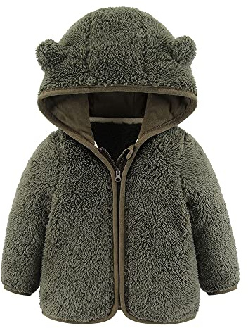 Veste à capuche en polaire pour bébés garçons et filles avec oreilles, vêtement chaud en ourson cartoon avec fermeture éclair, manteau pour nourrissons de 0 à 24 mois