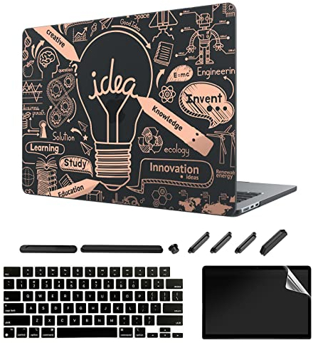 TeDaWen Frosted Case Suitable for New MacBook Air 13,6 inch (2022 Release Modell: A2681 M2 Chip), Frosted Protective Case & Keyboard Cover & Displayschutzfolie, Matt Gold Black Q5