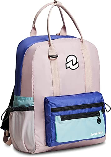 Invicta Zaino Borsa Vax, Rosa Viola Azzurro, Tasca Porta PC 13'', Studio Lavoro, 100% Tessuto ECO Material, per Uomo e Donna