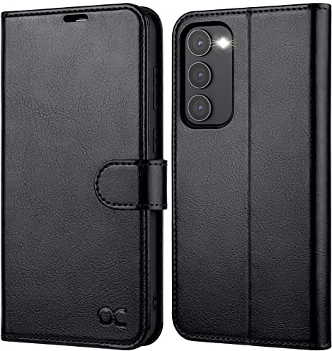 OCASE Hülle Samsung Galaxy S23 Handyhülle [Premium PU Leder] [Kartenfach] [Standfunktion] Cover RFID Schutzhülle Etui Kompatibel für Galaxy S23 Klapphülle Schwarz 6,1 Zoll