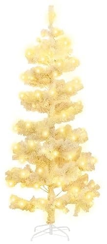 vidaXL Spiral Weihnachtsbaum mit Ständer LEDs Christbaum Tannenbaum Dekobaum Kunstbaum Weihnachten Dekoration Weihnachtsdeko Weiß 150cm PVC