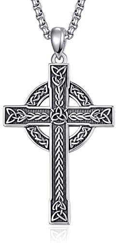ADMETUS Keltischer Knoten Kette Sterling Silber Irland Keltisches Kreuz Anhänger Glück Irischer Keltisches Schmuck Geschenke für Herren