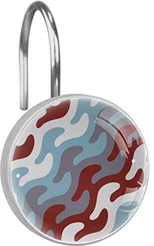 Ganci per tenda da doccia con motivo a onde diagonali, anelli per tenda da doccia, anelli per doccia e bagno, set di 12
