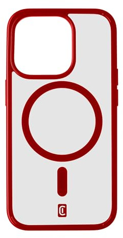 cellularline - Pop Mag - iPhone 15 Pro - Transparente Hülle mit farbigen Kanten Kompatibel mit MagSafe Ecosystem - Geschützte Kanten, Tasten und Anschlüsse - Rot