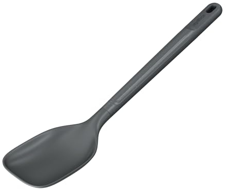 Zyliss Large Cooking Spoon, Sustainable Wheat Straw/Nylon, Non Stick, Heat Resistant Nylon Head, Kitchen Utensil, Beluga Grey, 31cm x 7.5cm, Dishwasher Safe