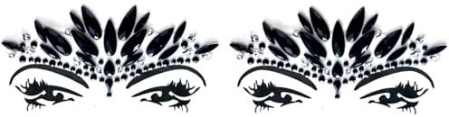 BFG34 Lot de 2 autocollants en strass pour le visage Noir