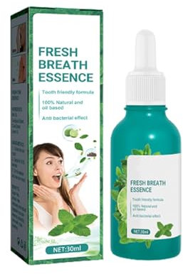 Fresh Breath Oral Care Essence, Serum gegen Mundgeruch, natürliche atemerfrischende Tropfen, hält bis zu 8 Stunden, Minzgeschmack, leicht zu transportieren (1pcs)