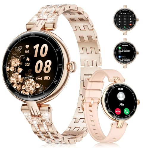 LIGE Smartwatch Damen mit Telefonfunktion IP68 Wasserdicht AMOLED Klein 1,106 Zoll Display 123+ Sportmodi Android iOS Kompatibel Fitness Tracker Blutsauerstoff Herzfrequenz Messgerät Smartwatch Damen