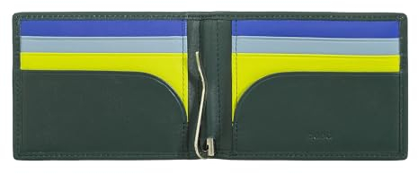 DUDU Portafoglio da Uomo con Clip Fermasoldi, Piccolo Portafoglio Sottile Compatto con Protezione RFID, Porta Carte di Credito e Zip Posteriore Mangrove