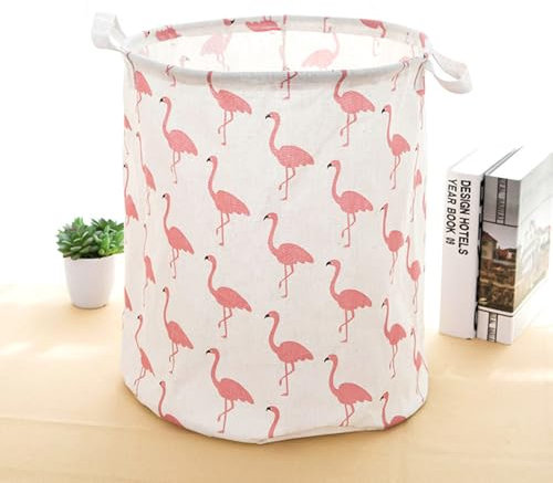 Highdi 2pc Paniers à Linge Sale avec Poignées, Motif de Flamant Rose Paniers à Rangement Pliable avec Grande Capacité Corbeille à Linge pour Organiser Chambre d'enfants, Jouets (43L,Flamant)