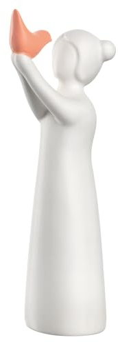 Leonardo - Figur Luminosa Mädchen Vogel - Keramik - Farbe: weiß - (BxTxH): 4,0 x 5,0 x 18,0 cm