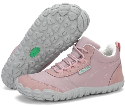 SAGUARO Barefoot Sneakers Herr Minimalistiska Sneakers Dam Trail Running Halkfria Barefootskor Barfota Skor med Zero Drop-sula, EU Gr.36-48, Rosa, 37 EU