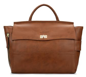 RASHKI Aria wandelbarer Damen-Rucksack, 15,6 Zoll (groß) / 15 Zoll (mittel), Laptop-Kuriertasche, Bürotasche, College-Tasche, veganes Leder, Hellbraun