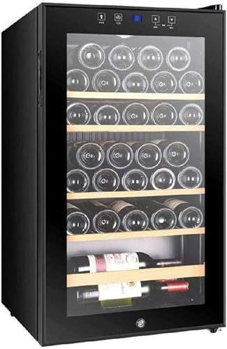 QPZMALSKY 33 Bouteilles Refroidisseur De Vin, Écran De Température Numérique, Porte en Verre Trempée À Double Couche, Opération Silencieuse, Réfrigérateur, Réfrigérateur À Vin Indépendant