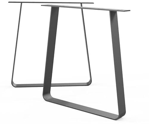 mina concept Tischkufen Flachstahl gebogen – Schwarz– Gestell Trapez – Breite unten 70 cm, Oben 50 cm, Höhe 72 cm Profil 80 x 8 mm – 2 Stück – TR F 8008 SW