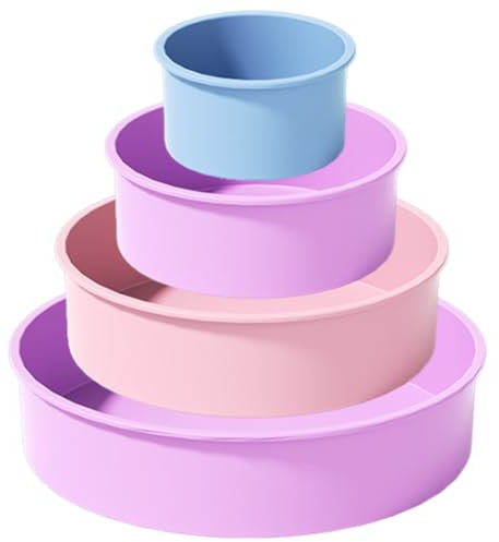 LURNODY 4 Stück Silikonbackformen Backform Silikon Rund Silikonform Kuchen, Silikonform Rund, Backformen Silikon, Silikon Backform für Schichtkuchen, Regenbogenkuchen und Chiffonkuchen