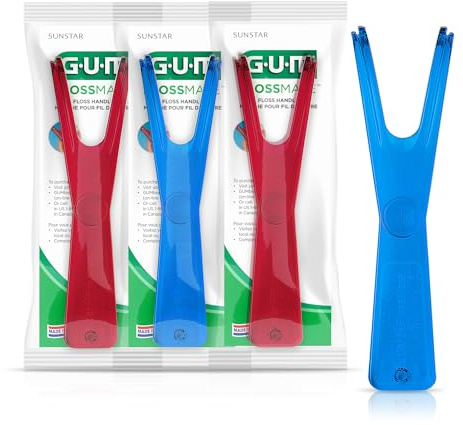 GUM Flossmate - Mango de hilo dental reutilizable, respetuoso con el medio ambiente, púas de hilo dental para eliminación de placa y salud Gum 1 unidad (paquete de 3)