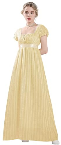 CR ROLECOS Vestido para mujer, vestido victoriano, vestido medieval de cintura alta, cintura alta, retro, con 2 bandas