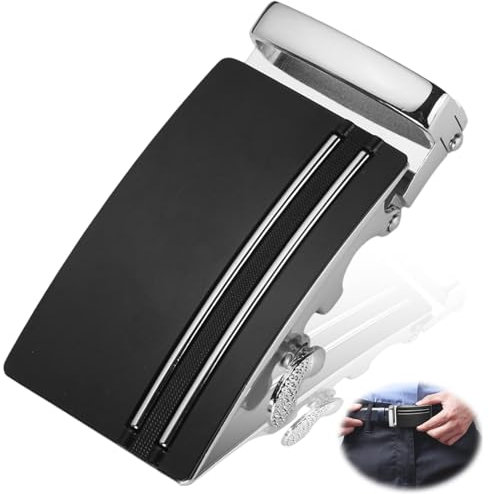 Crrynuo Herren Automatische Gürtelschnalle Ersatzschnalle Zubehör, Freizeit Gürtelkopf Zubehör Einzelne Automatik Einstellbar Gürtel Zubehör Taillenschnalle aus Metall Breite 3,5 cm(Silver)