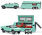 TOPRON Tesla Cybertruck Modellauto,Cyber Truck Spielzeug mit Wohnmobil,Strandmotorrad,1:32-Modellbausatz für Pickup-Anhänger aus Druckgusslegierung mit Licht und Sound,für Kinder ab 3 Jahren (Grün)
