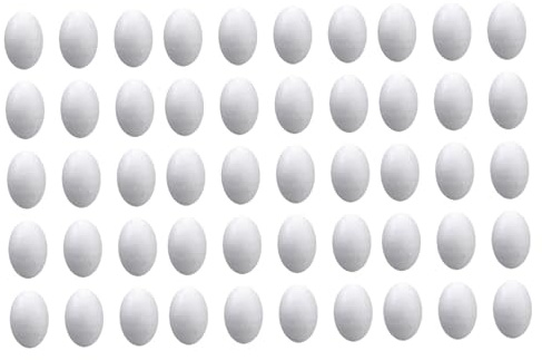 Nishiyuenyi Schaumeier, Styropor-Eier, Kunsteier, Ostereier für Dekorationen, Schulprojekte, handgefertigt, 50 Stück 3 cm