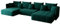 KP-Meble - Ecksofa mit Schlaffunktion - Gona U - Schlafsofa 346 x 188 cm - T30-Schaumstoff - Automatisches Zusammenklappen für einfaches Entfalten - 346x188x93cm - Monolith 37 (Flasche Grün)