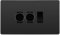 BG Evolve Black Chrome 3 Gang Custom Grid Switch 2x LED Dimmer 1x 2 Way Switch