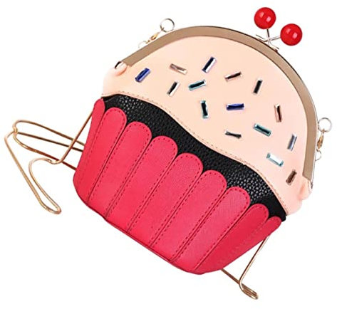 DECHOUS Eisförmige Umhängetasche Für Damen Kreative Snack Aufbewahrungstasche in Rot Bezaubernde Pu Tasche Für Kinder Und Erwachsene Für Reisen Schule Und Freizeit Modische