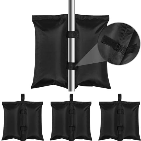 Laneetal Set of 4 Empty Sand Bags, Heavy Duty Weight Bags, Weights for Tent, Gazebo, Parasol, Pergola and Photography, 7kg Capacity Black