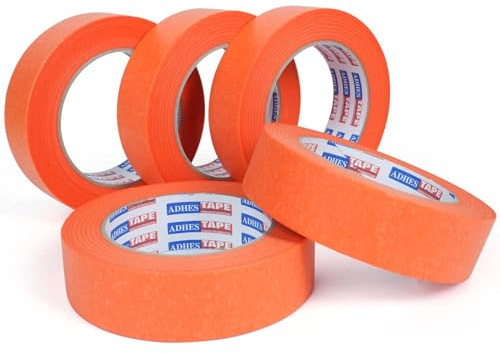 ADHES Orange Malerkrepp Kreppband 5 Bände 30mm x 50m UV-beständiges | Malerband rückstandsfrei Abdeckband Washi Tape Selbstklebend Scharfe Linien und kein Lackblut
