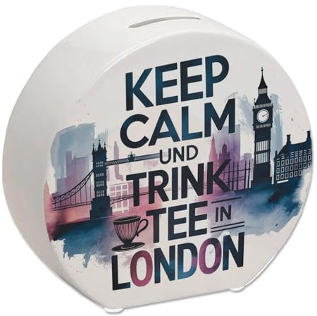 Keep Calm UND Trink Tee Spardose London Originelle Sparbüchse für Teeliebhaber mit London-Motiv