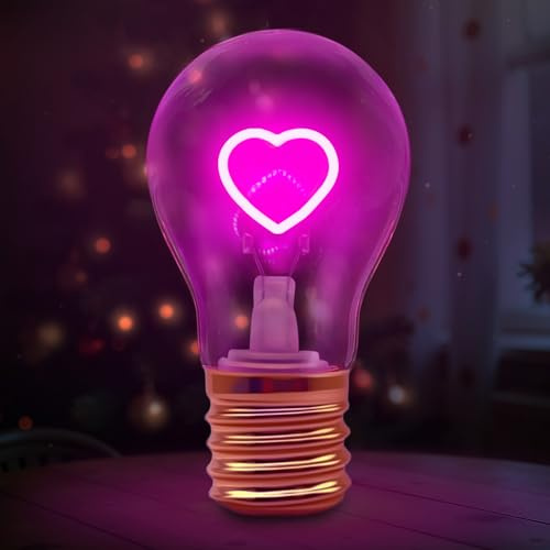 Fancysky LED Tischlampe in Form einer Glühbirne,Liebe Wiederaufladbare Lampe mit USB-Kabel,3 Helligkeitsstufen,für Männer & Frauen,Partydekoration,stimmungsvolle Beleuchtung