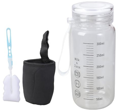 300ml Clear Borosilicate Glass Milk Water Bottle With Measurement Scale Microwave Safe Cup For Hot Or Cold Drink