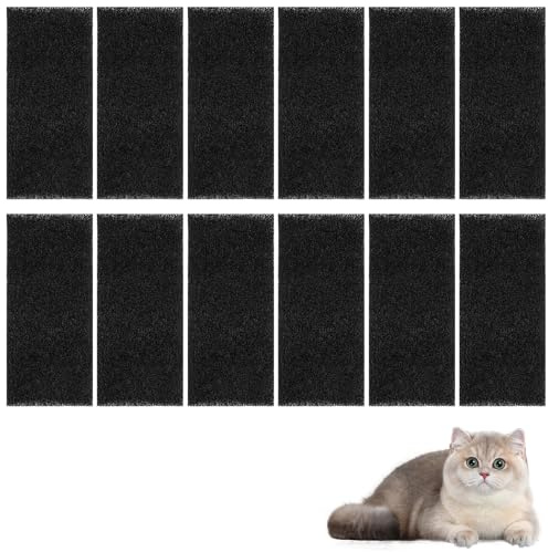 12 Pezzi Filtri in Carbone Attivo per Lettiera Gatto, Filtro Lettiera Gatto Antiodore, Filtri Carboni Attivi Universali, Spugna Filtro Aria, Tappetini Filtranti per Compostiere e Eliminazione Odori