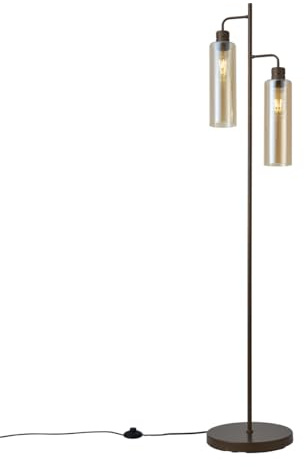 Qazqa Hotel Chic Floor lamp, Standing lamp - stavelot - Dark Bronze, Round, max. 15W, e27, 2-Way, 155cm, Living Room