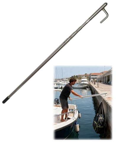 Elitix Bootshaken Greifhaken für Dockingstation, Teleskopstange, Verstellbare Schubstange mit Austauschbaren Haken, Ausziehbare Stange (10, 13, 16, 20, 23, 30 Fuß)(700cm/23ft)
