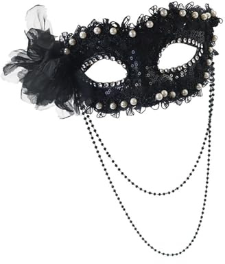 Cenifin Halloween Halbmaske Mit Kunstperlen Verziert Bequeme Passform Kunststoff Kostümzubehör Für Partys Halbmaske Mit Kunstperlen Für Cosplay