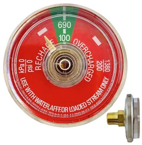 Bosiyrggrl 50 Manómetros de 1-100 PSI para Extintores Portátiles de Agua, Compatibles con y Ansul, Rosca NPT de 1/8 de Pulgada.