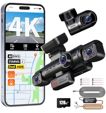 HUPEJOS 4-Kanal 4K Dashcam Auto Vorne Hinten, 360°Auto Kamera mit STARVIS 2
